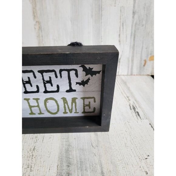 Halloween home sweet haunted home sign bat hanging prop - Picture 7 of 10